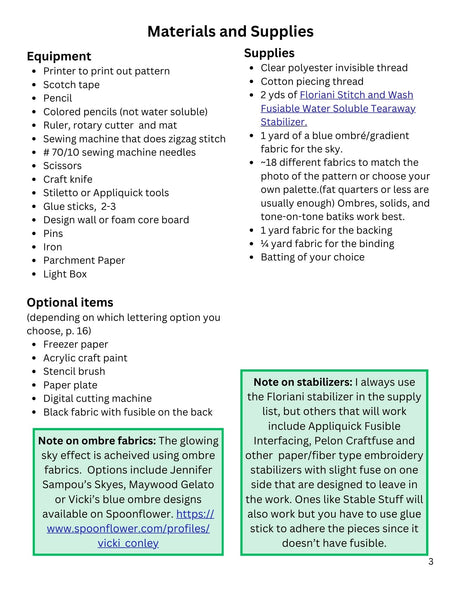 Back of the Yellowstone National Park Downloadable Pattern by Vicki Conley Quilts