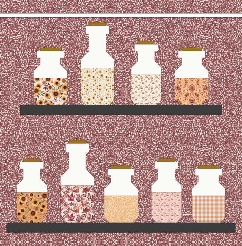 Apothecary Quilt Pattern shown in Harvest on the Prairie fabrics