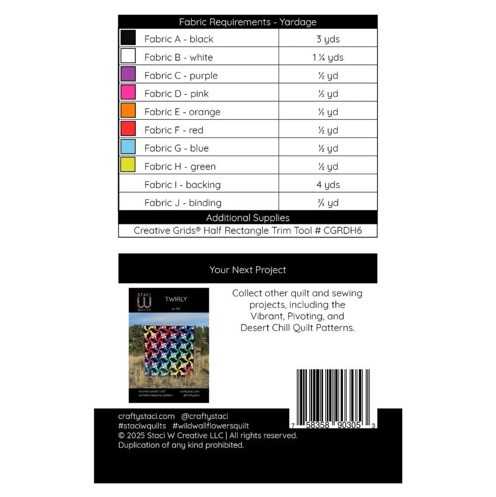 Back of the Wild Wallflowers Downloadable Pattern by Staci W Quilts