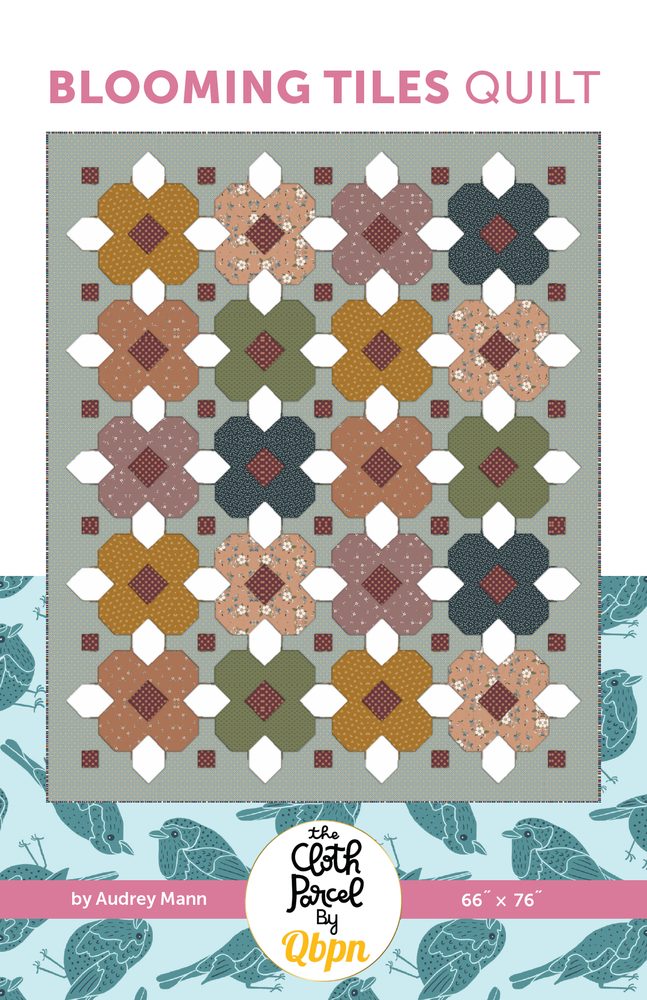 Blooming Tiles Quilt Downloadable Pattern shown in Charmed & Treasured fabrics