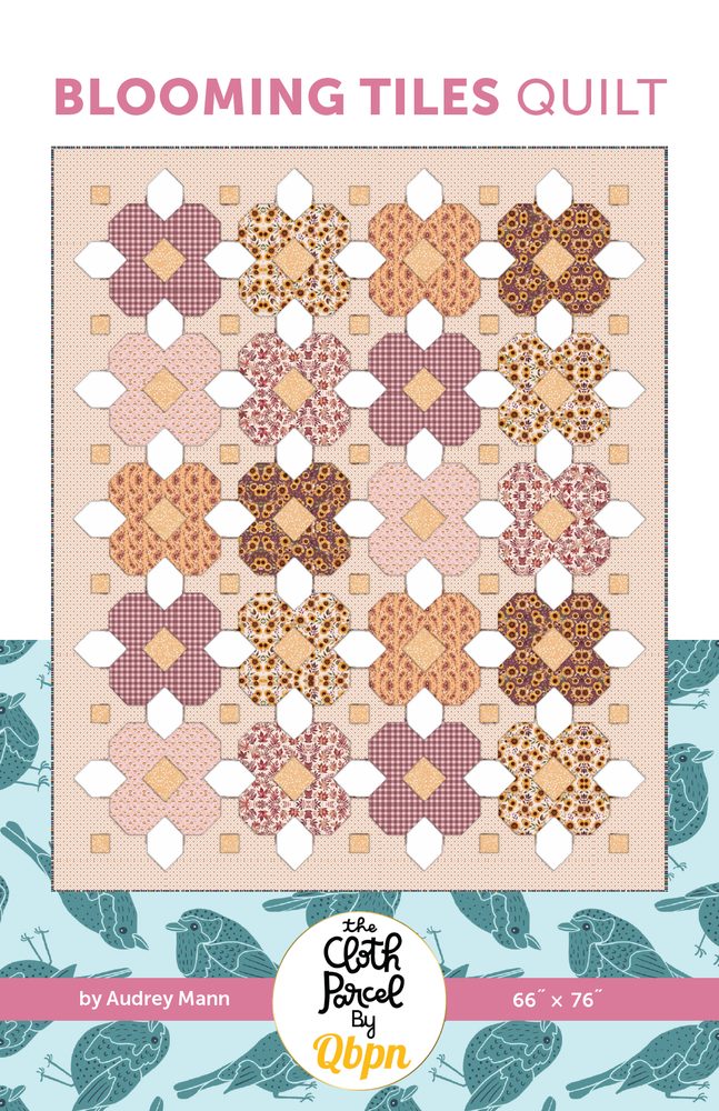 Blooming Tiles Quilt Downloadable Pattern shown in Harvest on the Prairie fabrics
