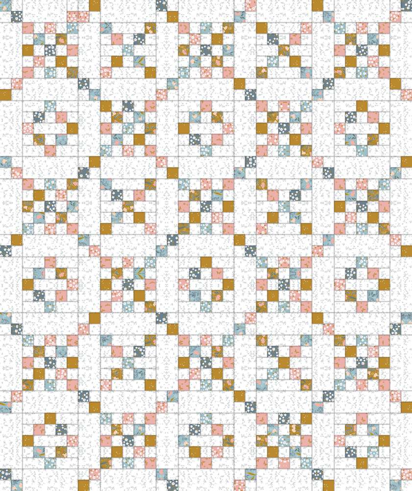 Candy Shoppe Quilt Downloadable Pattern shown in Petals & Hazel fabrics