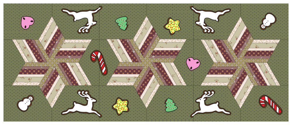 Candy Stripes Apron & Table Runner Downloadable Pattern shown in Charmed & Treasured fabrics