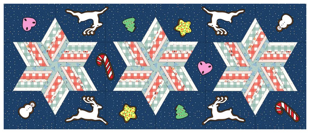 Candy Stripes Apron & Table Runner Downloadable Pattern shown in Love You to the Moon fabrics
