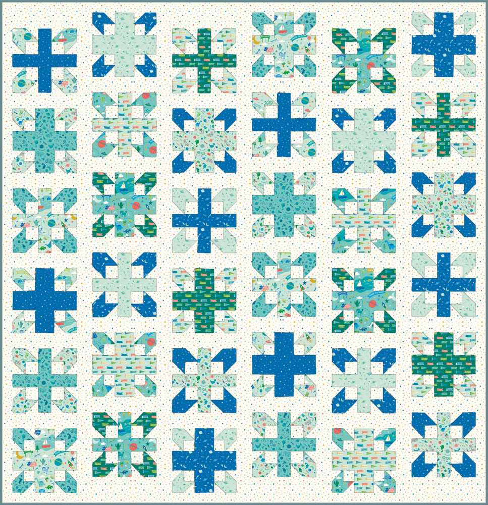 Cartography Quilt Pattern shown in Brave Your Way fabrics