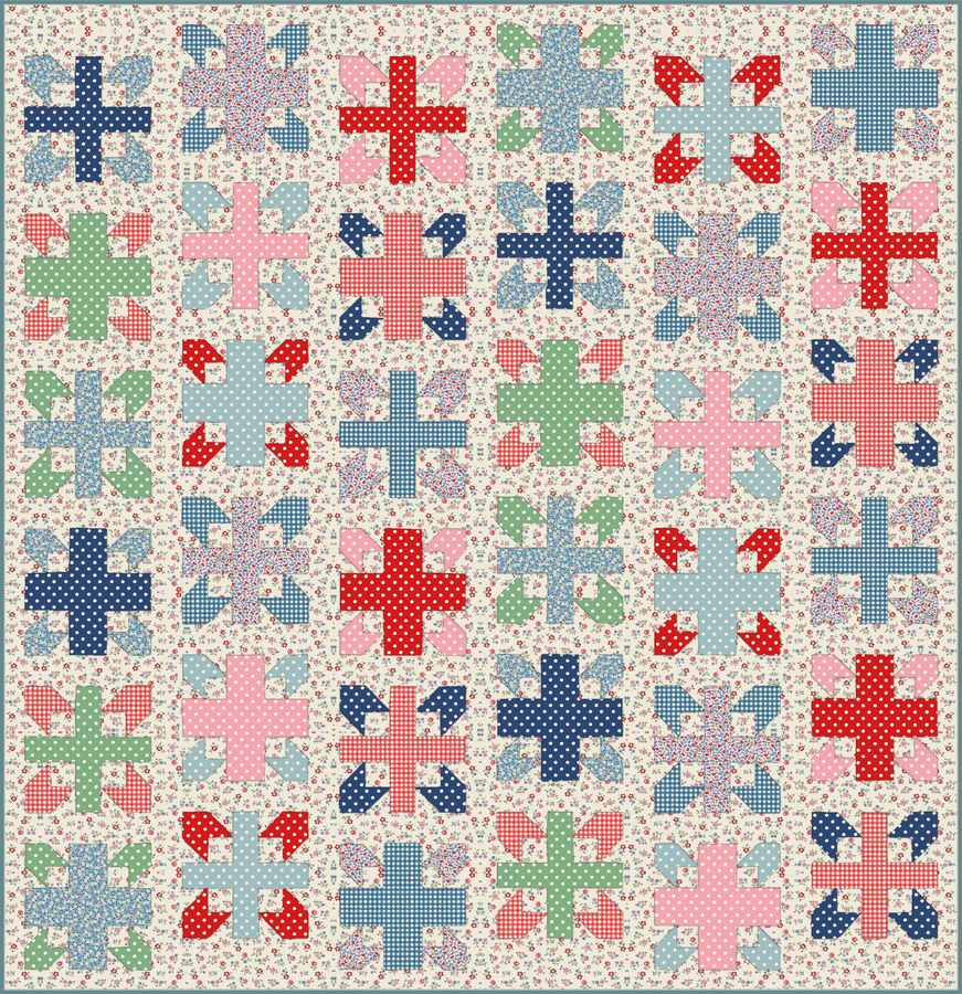 Cartography Quilt Pattern shown in Cath Kidston® Signature Collection fabrics