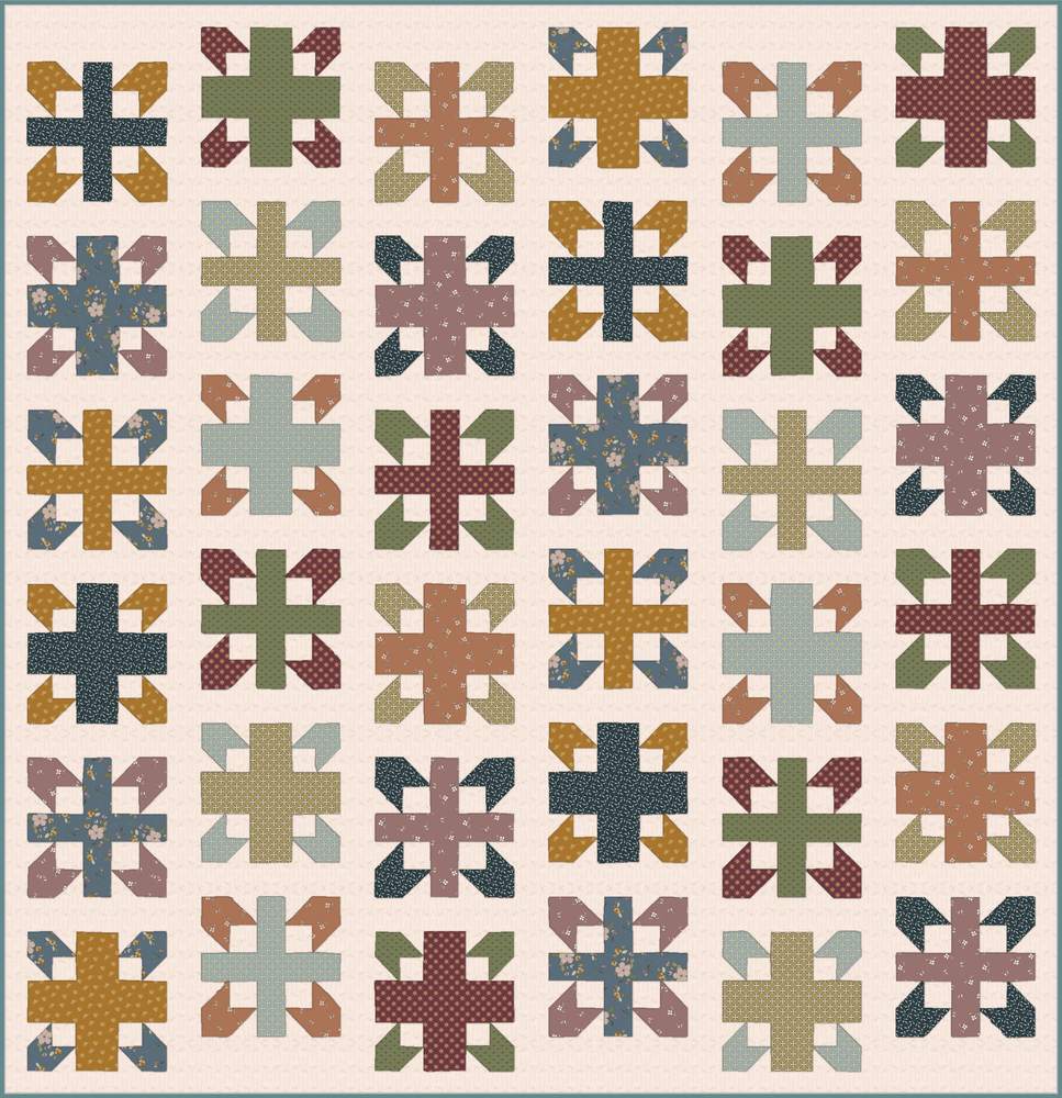 Cartography Quilt Pattern shown in Charmed & Treasured fabrics