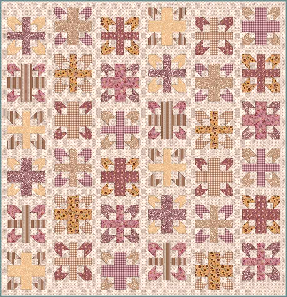 Cartography Quilt Pattern shown in Harvest on the Prairie fabrics