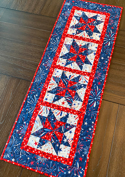 Pinwheel Stars Table Runner Pattern by Cuddle Cat Quiltworks