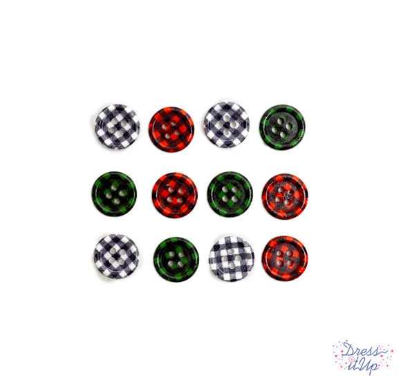 Christmas Plaid Buttons by Dress It Up