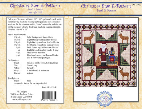 Christmas Star Quilt Pattern by P3 Designs