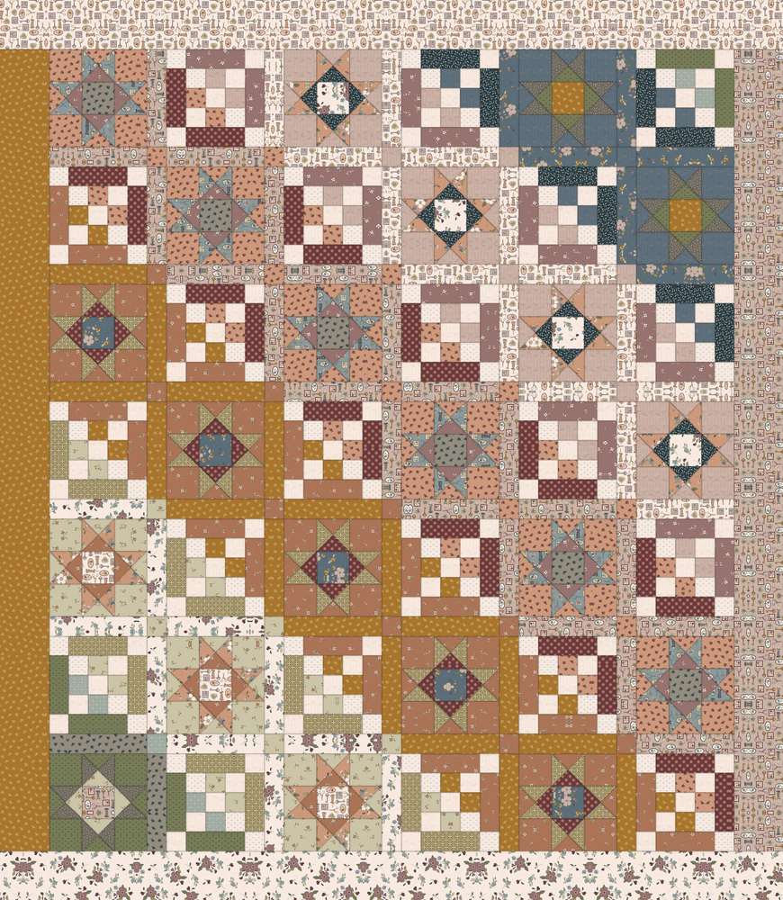 Chroma Flight Quilt Pattern shown in Charmed & Treasured fabrics