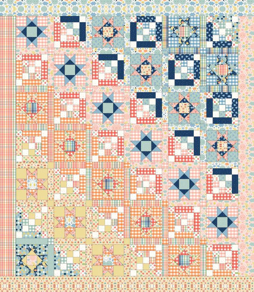 Chroma Flight Quilt Pattern shown in Love You to the Moon fabrics