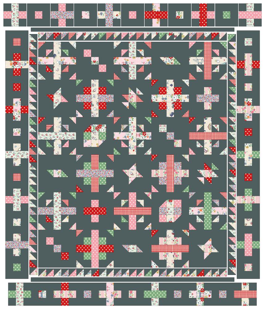 Confetti Weave Quilt Downloadable Pattern shown in Cath Kidston® Signature Collection fabrics