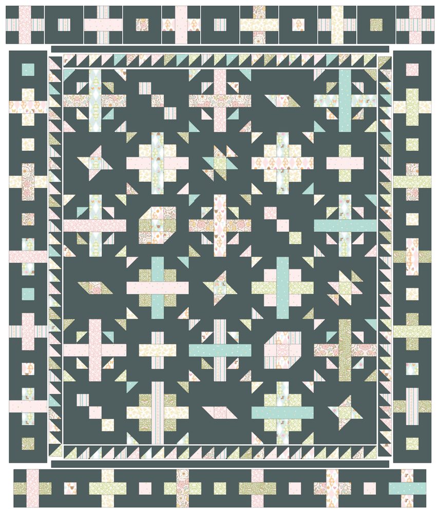 Confetti Weave Quilt Downloadable Pattern shown in Little Posies fabrics