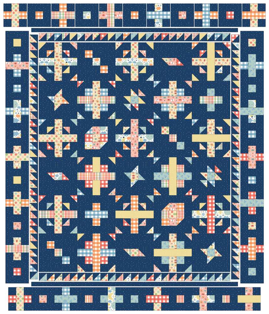 Confetti Weave Quilt Downloadable Pattern shown in Love You to the Moon fabrics