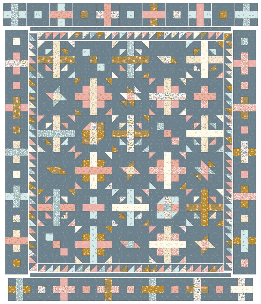 Confetti Weave Quilt Downloadable Pattern shown in Petals & Hazel fabrics