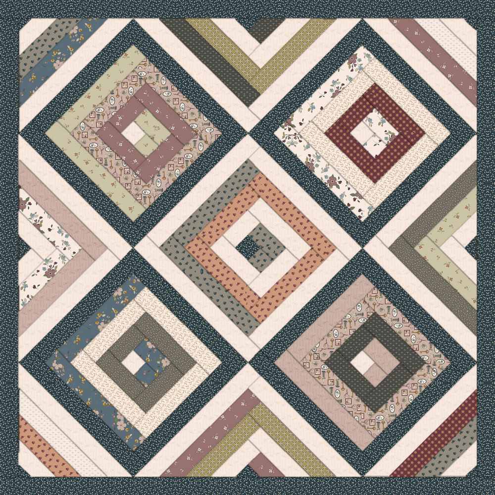 Conservatory Quilt Pattern shown in Charmed & Treasured fabrics