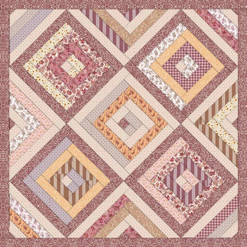 Conservatory Quilt Pattern shown in Harvest on the Prairie fabrics