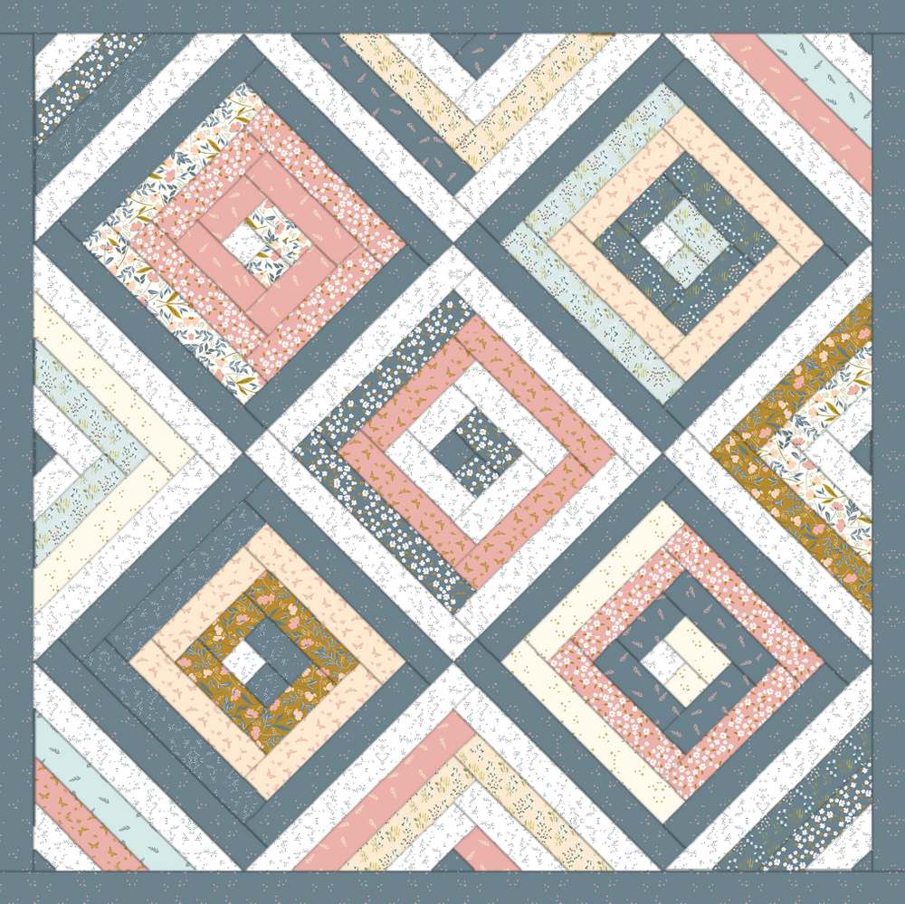 Conservatory Quilt Pattern shown in Petals & Hazel fabrics