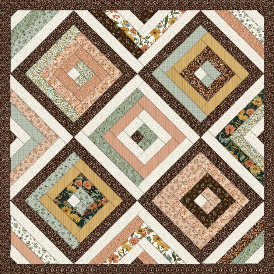 Conservatory Quilt Pattern shown in Worth Repeating fabrics