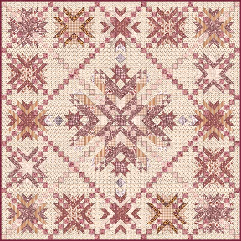 Crimson Crown Downloadable Pattern shown in Harvest on the Prairie fabrics