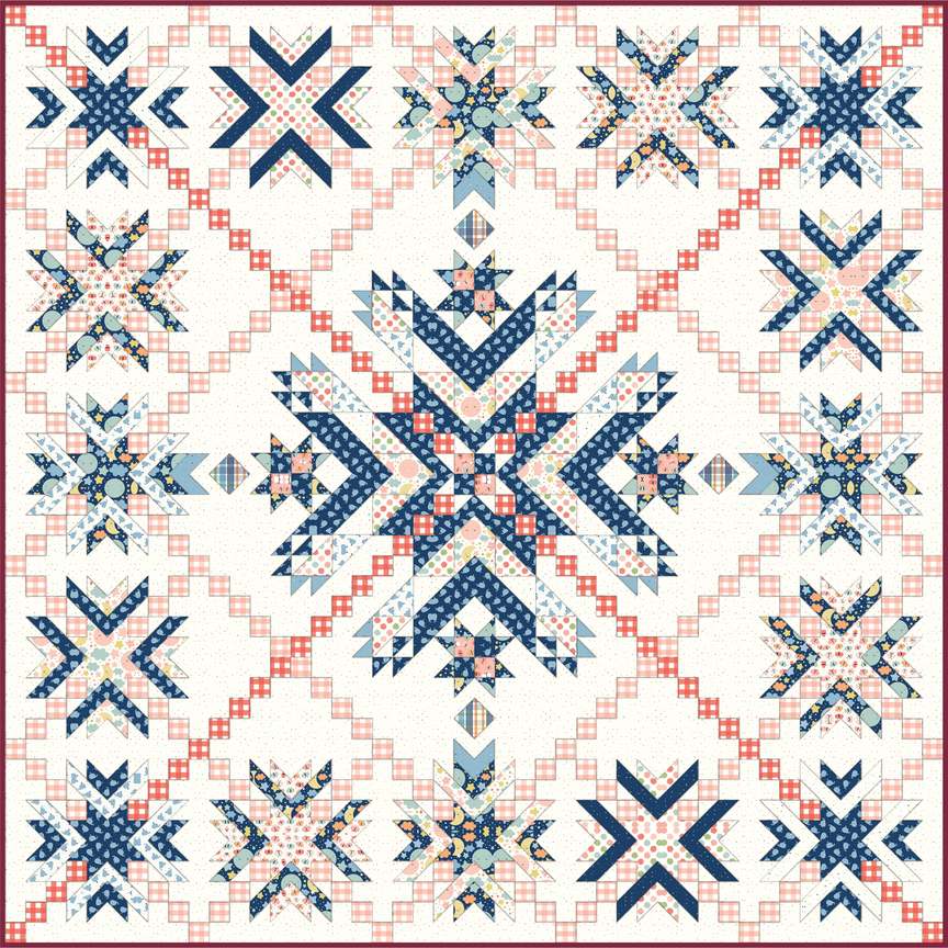 Crimson Crown Downloadable Pattern shown in Love You to the Moon fabrics