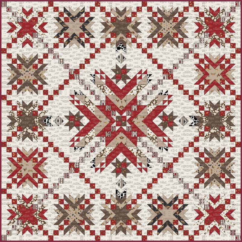 Crimson Crown Downloadable Pattern shown in The Homestead fabrics