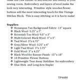 Back of the Vintage Stitches Pattern by Traditional Primitives