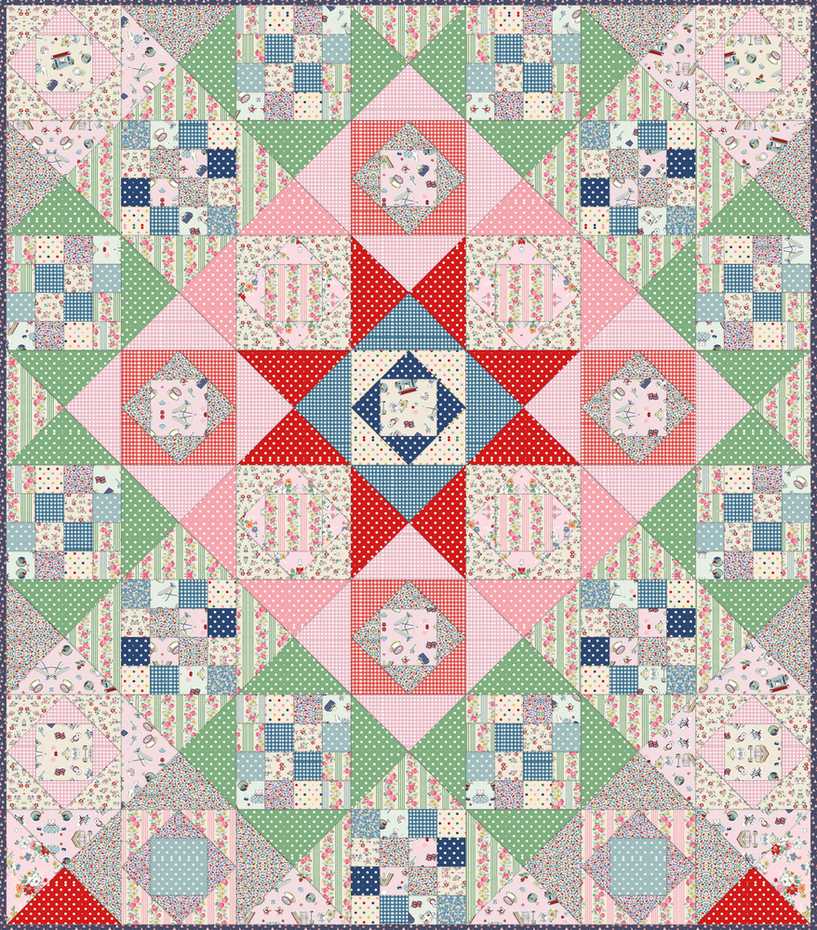 Dawning Star Quilt Downloadable Pattern shown in Cath Kidston® Signature Collection fabrics