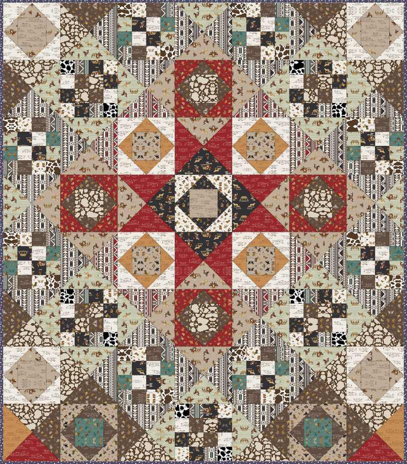 Dawning Star Quilt Downloadable Pattern shown in The Homestead fabrics