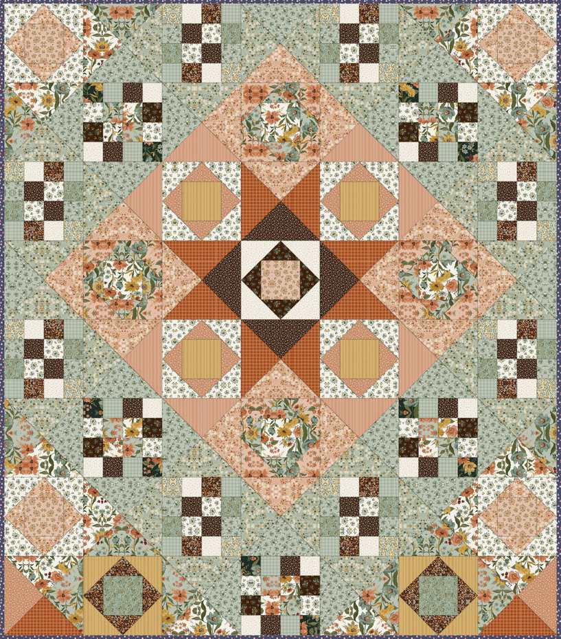 Dawning Star Quilt Downloadable Pattern shown in Worth Repeating fabrics