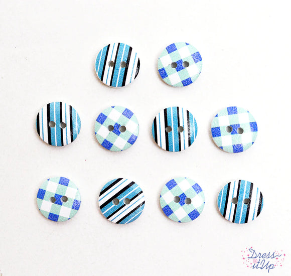Designer Patterned Buttons in Waterfall Blue by Dress It Up