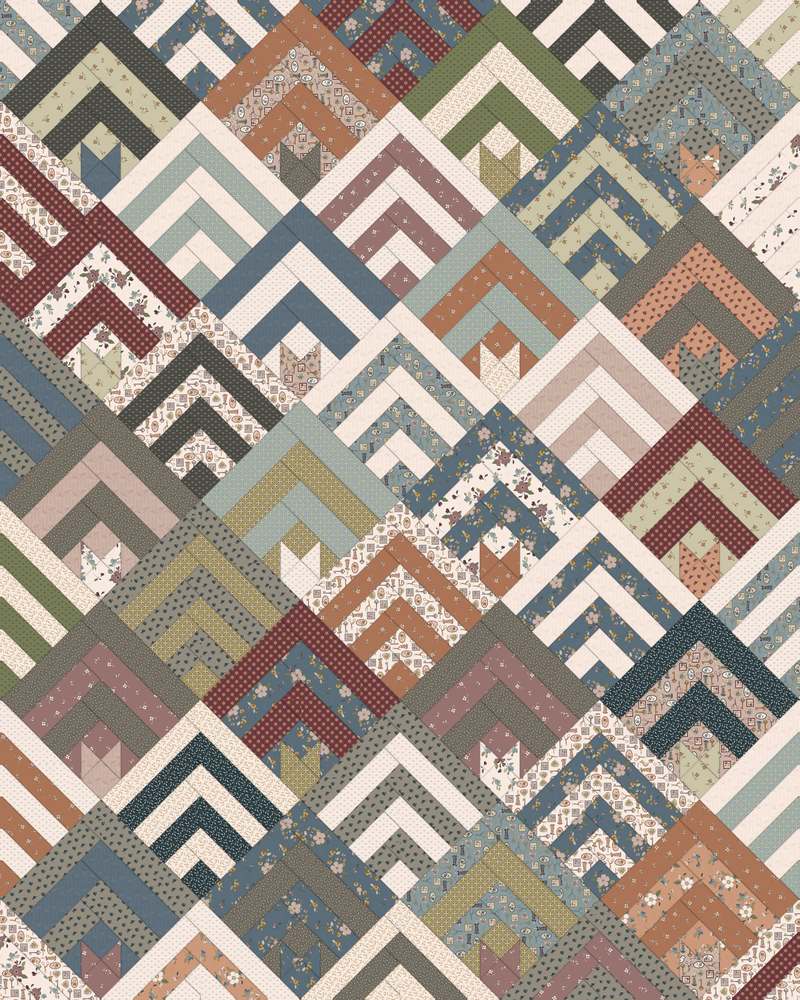 Dyehouse Quilt Pattern shown in Charmed & Treasured fabrics