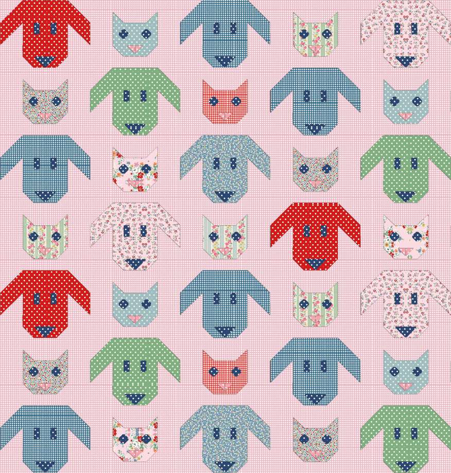 Felix & Fido Quilt Pattern shown in Cath Kidston® Signature Collection fabrics