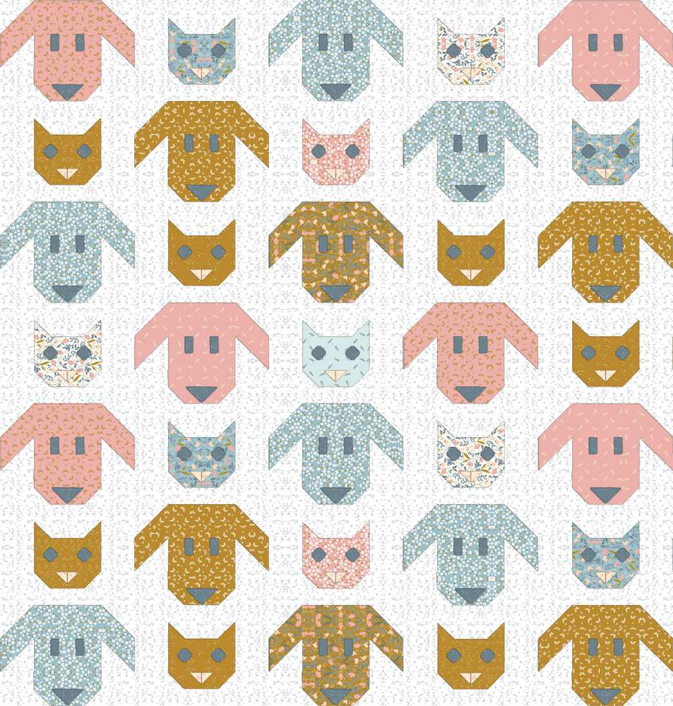 Felix & Fido Quilt Pattern shown in Petals & Hazel fabrics