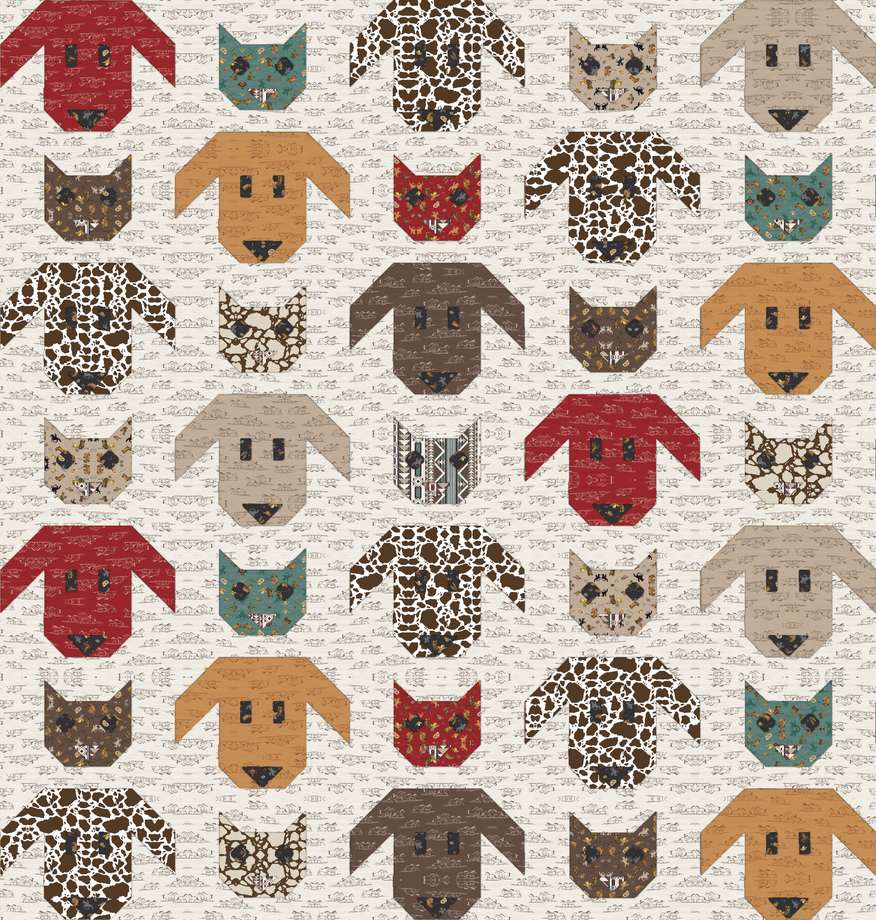 Felix & Fido Quilt Pattern shown in The Homestead fabrics