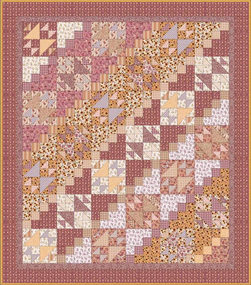 Flower Flock Quilt Pattern shown in Harvest on the Prairie fabrics