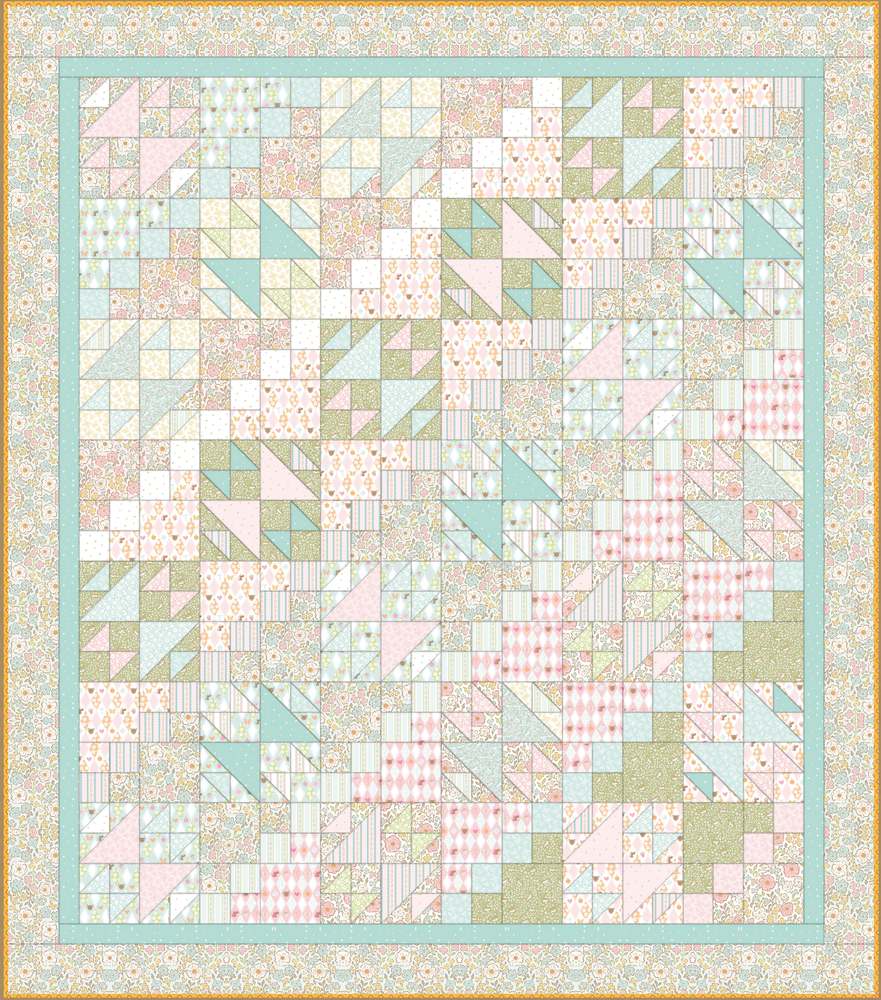 Flower Flock Quilt Pattern shown in Little Posies fabrics