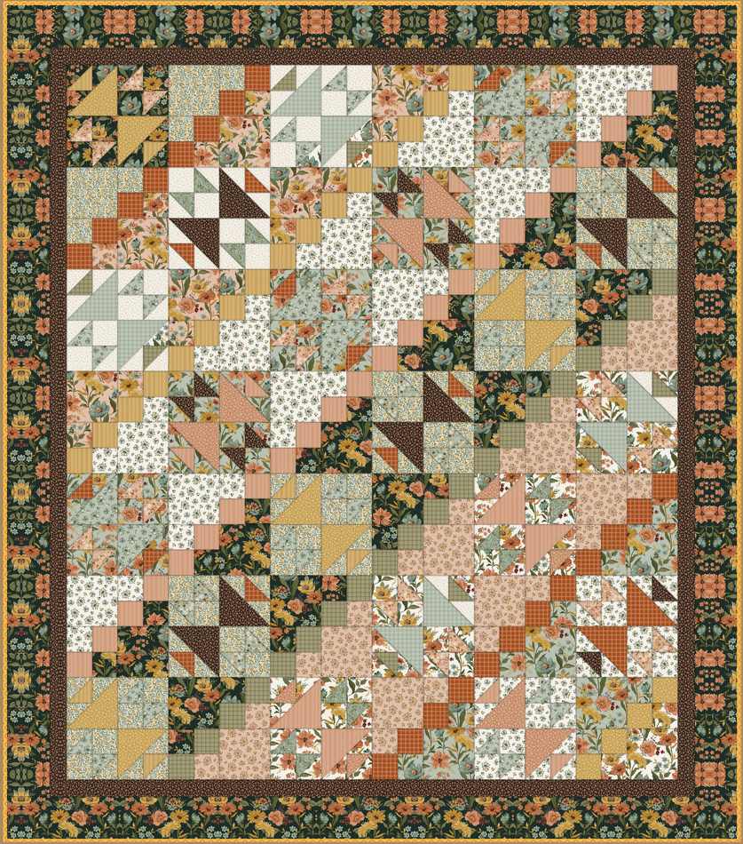 Flower Flock Quilt Pattern shown in Worth Repeating fabrics