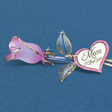 Glass Pink Pearl "Mom, I Love You" Rose Figurine