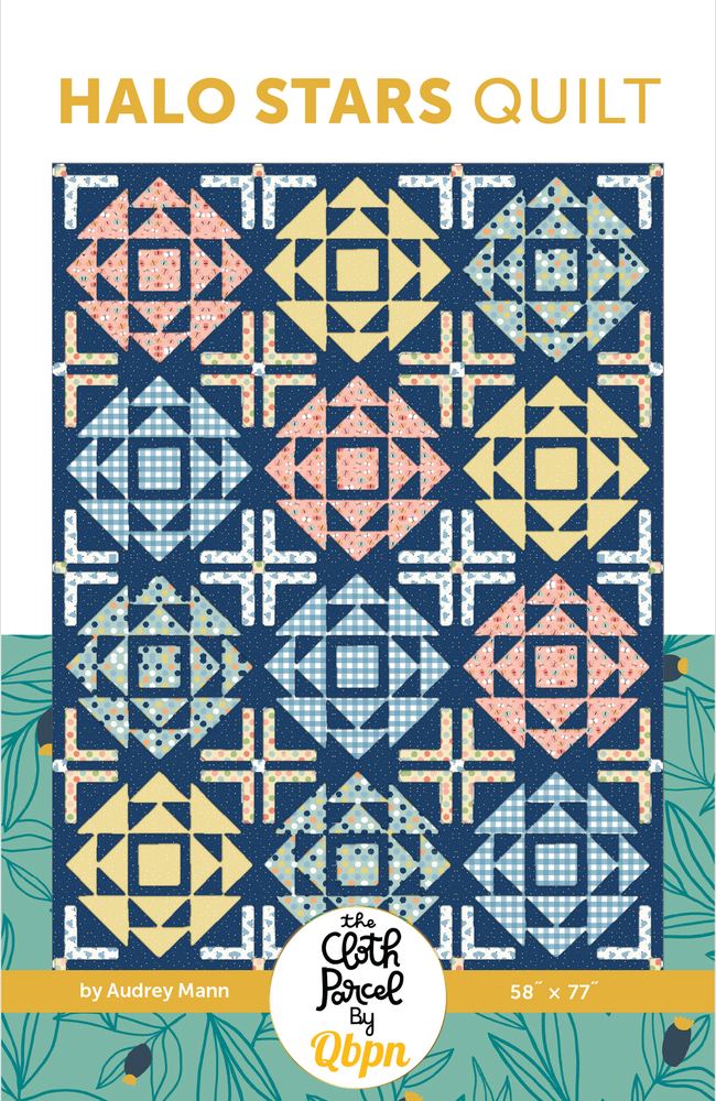 Halo Stars Quilt Pattern shown in Love You to the Moon fabrics