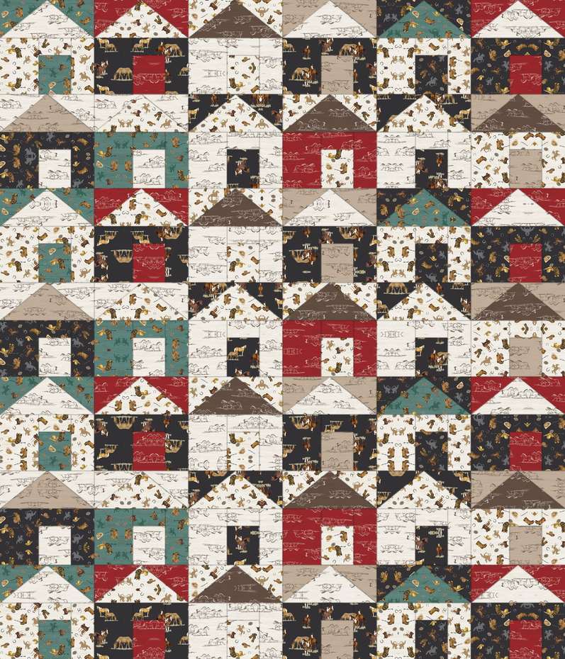 Hannas Houses Downloadable Pattern shown in The Homestead fabrics
