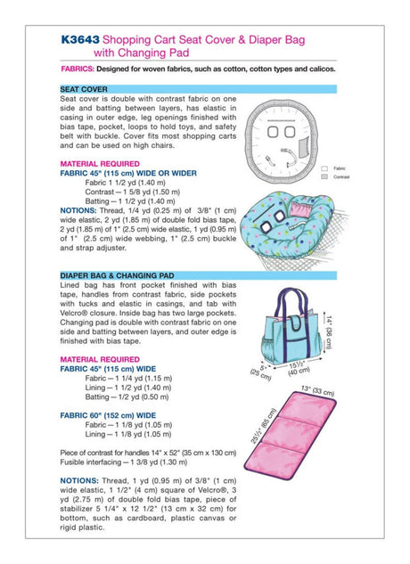 Kwik Sew 3643 - Seat Cover, Bag, & Pad