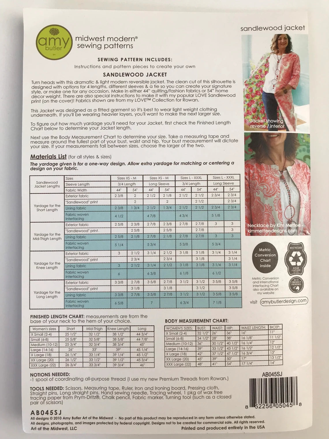 Sandlewood Jacket Pattern