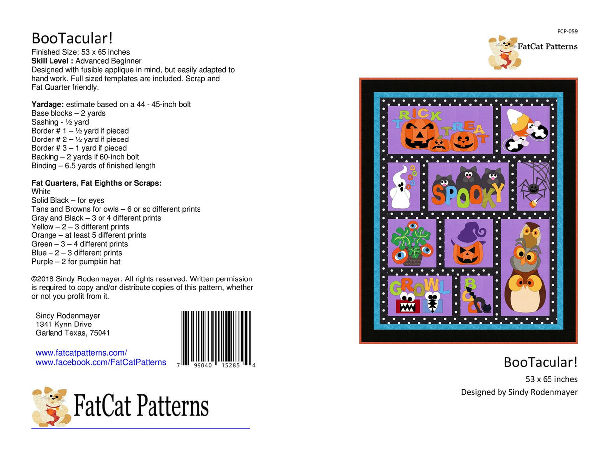 BooTacular Quilt Pattern by FatCat Patterns