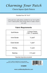 Back of the Charming Four Patch Downloadable Pattern by Cuddle Cat Quiltworks
