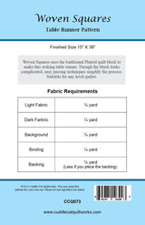 Back of the Woven Squares Downloadable Pattern by Cuddle Cat Quiltworks
