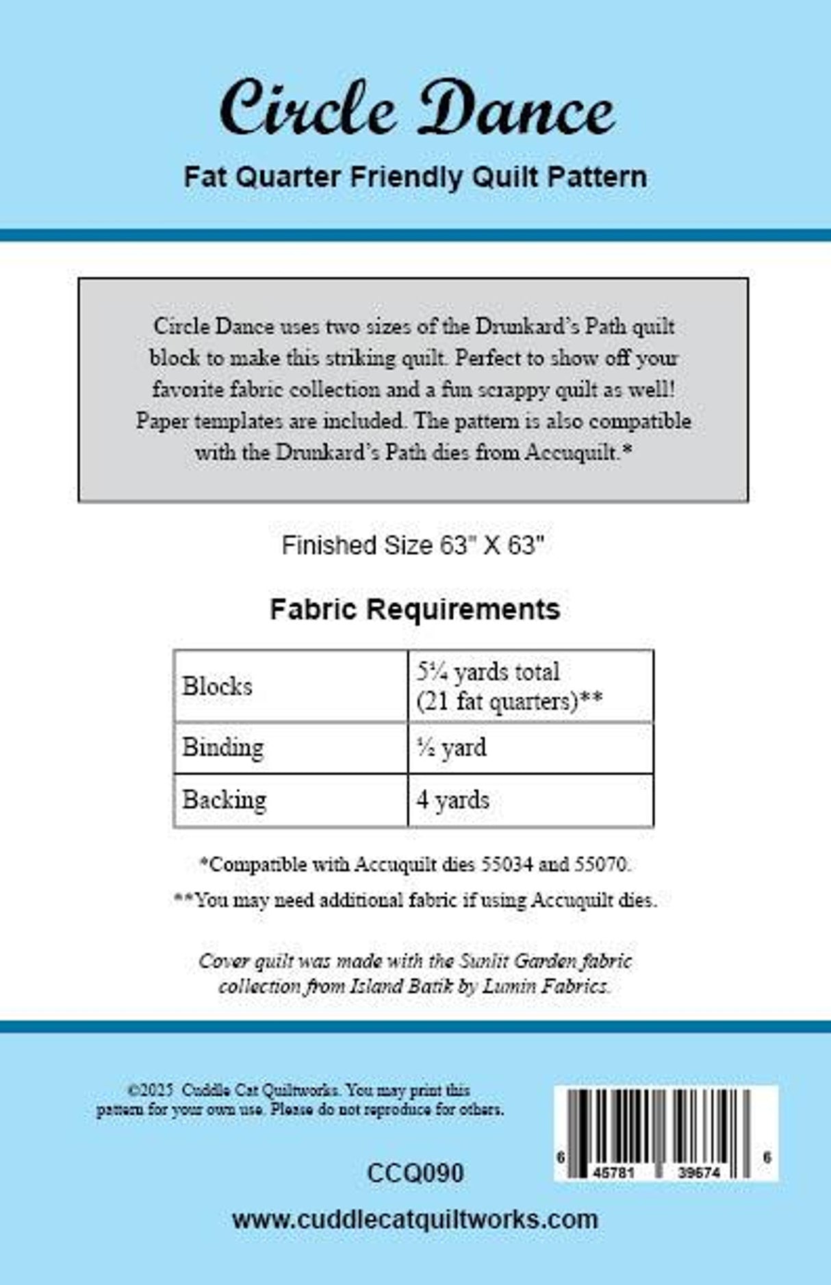 Back of the Circle Dance Downloadable Pattern by Cuddle Cat Quiltworks