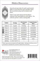 Back of the Hidden Dimensions Downloadable Pattern by Canuck Quilter Designs